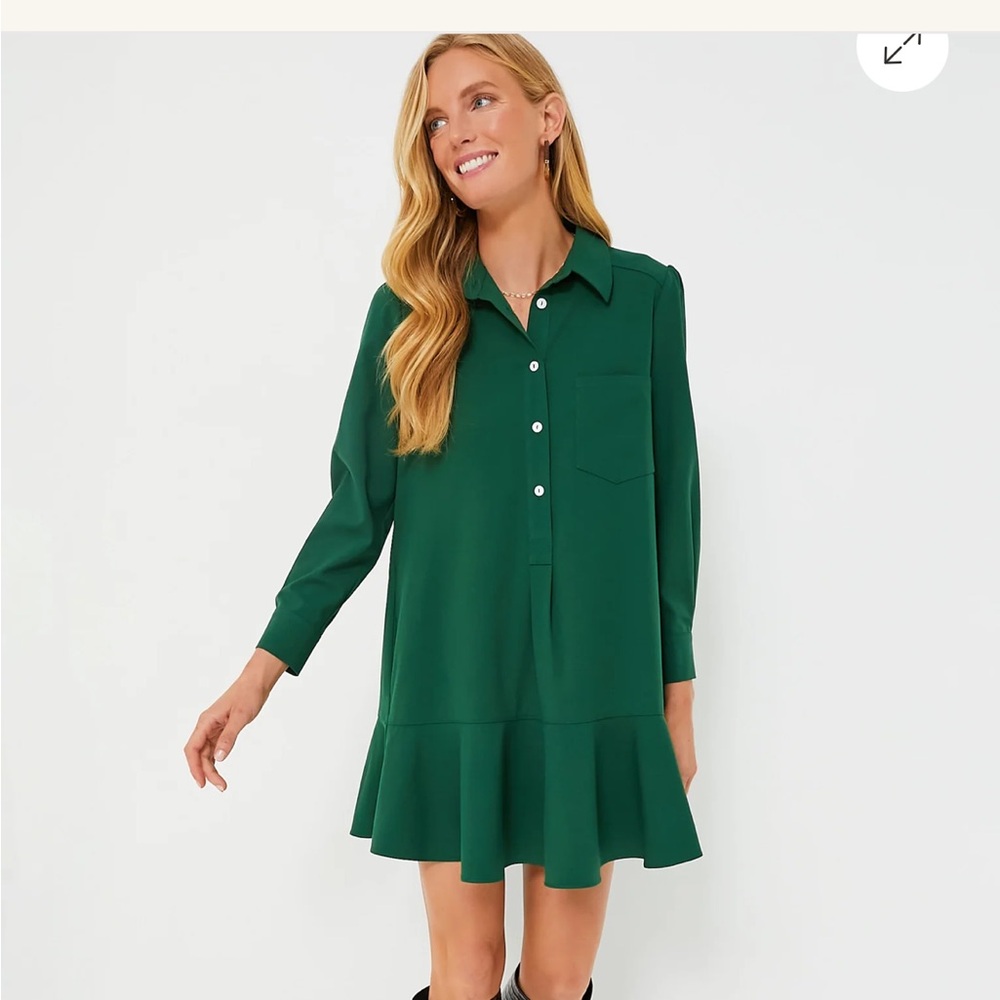 Tuckernuck - Hunter Green Crepe Callahan Dress
